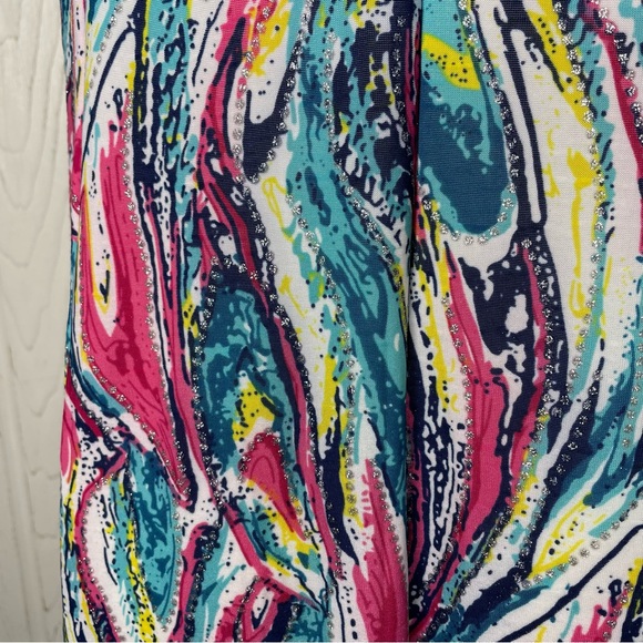 Shoreline Sleeveless Dress Small Bright Abstract Silver Metallic NWT Coverup - Picture 9 of 12